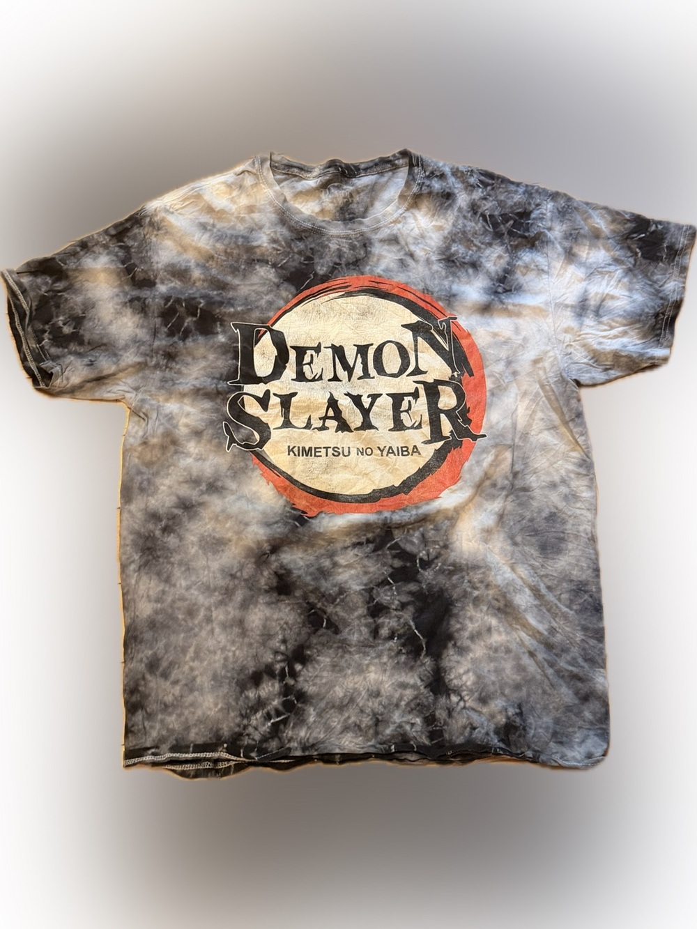 Demon Slayer Tie-Dye Short Sleeve Tee - Black & Gray